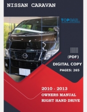 NISSAN CARAVAN 2010 2011 2012 & 2013 OWNERS MANUAL